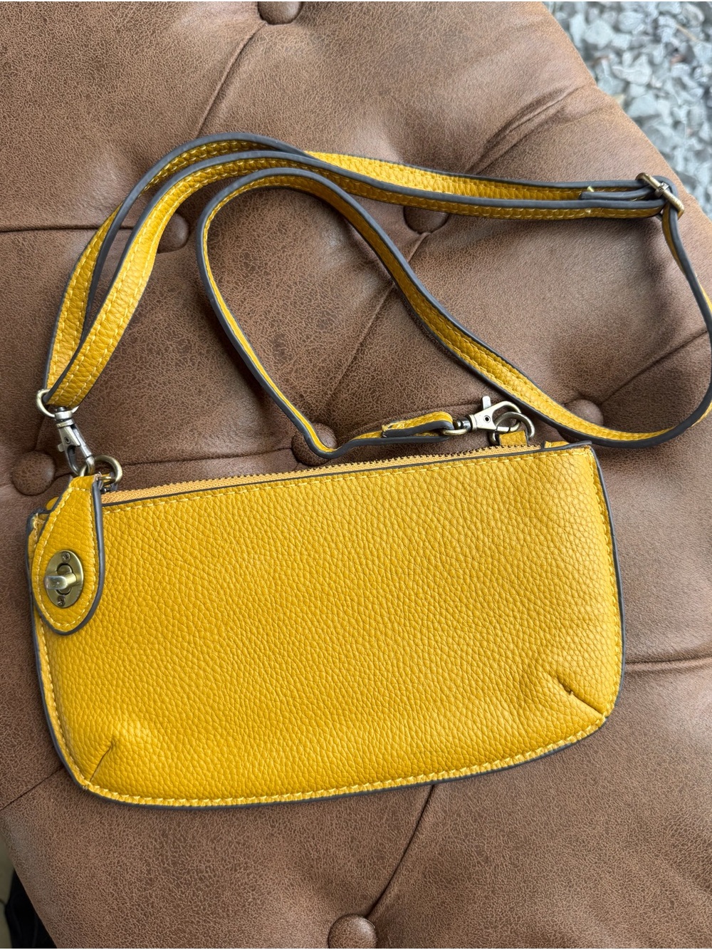 Joy Susan Yellow Leather Crossbody Bag